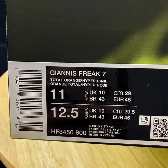 Nike Giannis Freak 7 Men's Size 11 Orange Black Basketball Shoes HF3450 800 - Picture 10 of 10